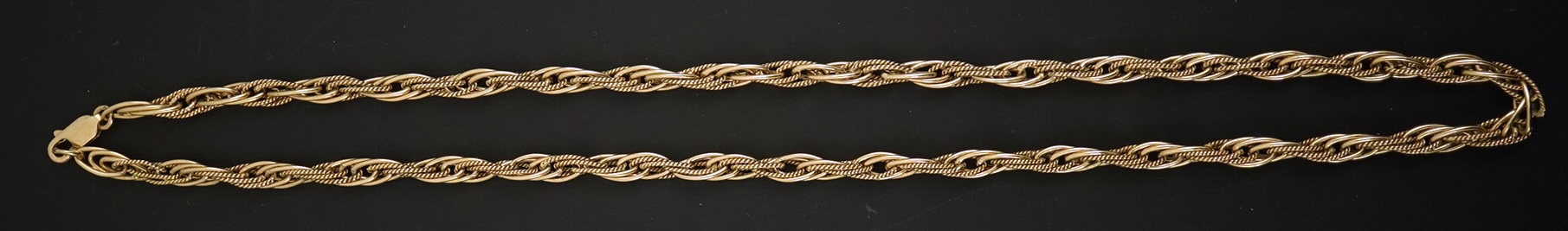 A modern 9ct gold multi oval link interwoven necklace